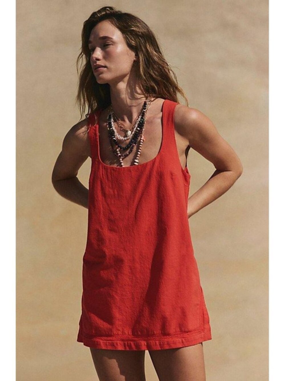 Free People Summer Smiles Romper Square Neck Sleeveless Lace Fiery Red L